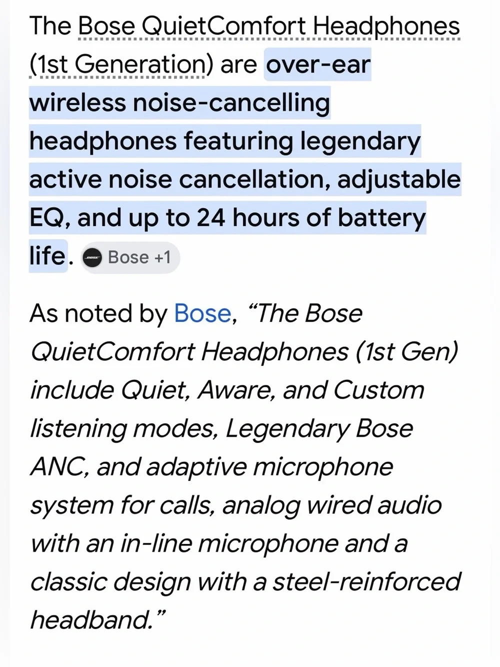 Bose headphones quiet